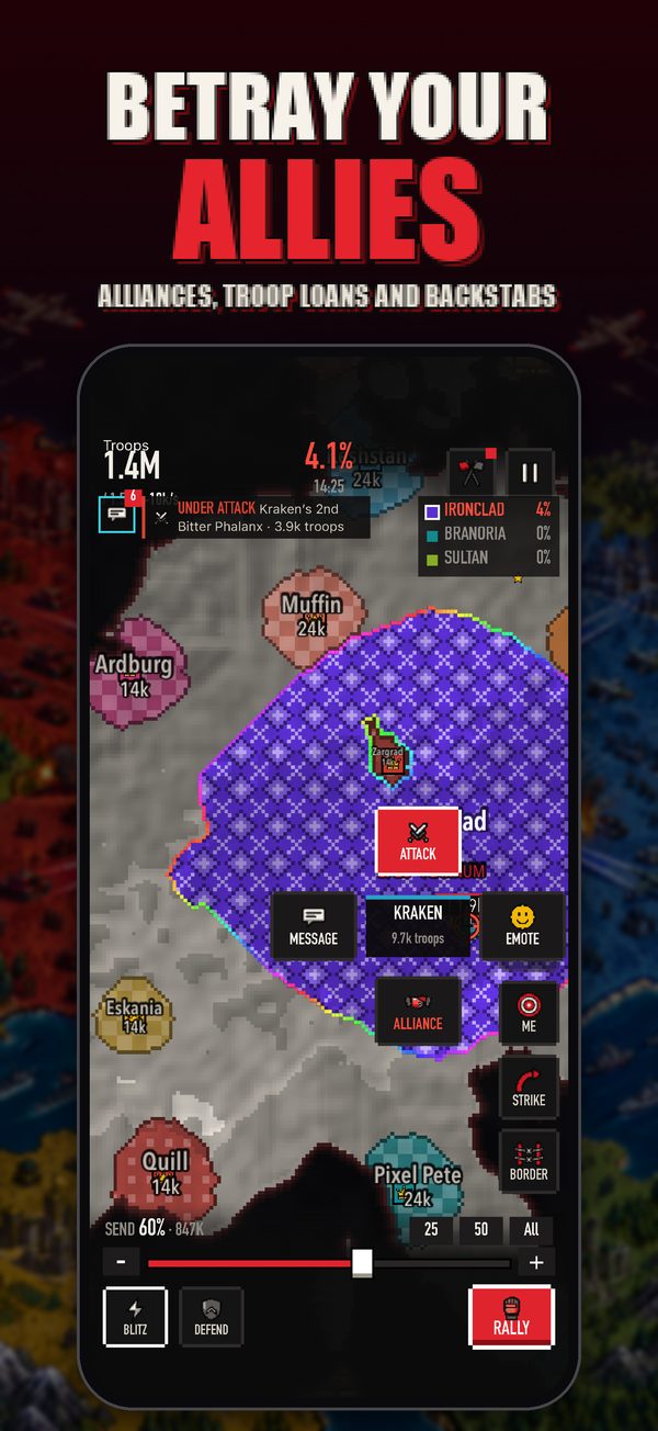 Tap a nation: attack, message, emote or ally